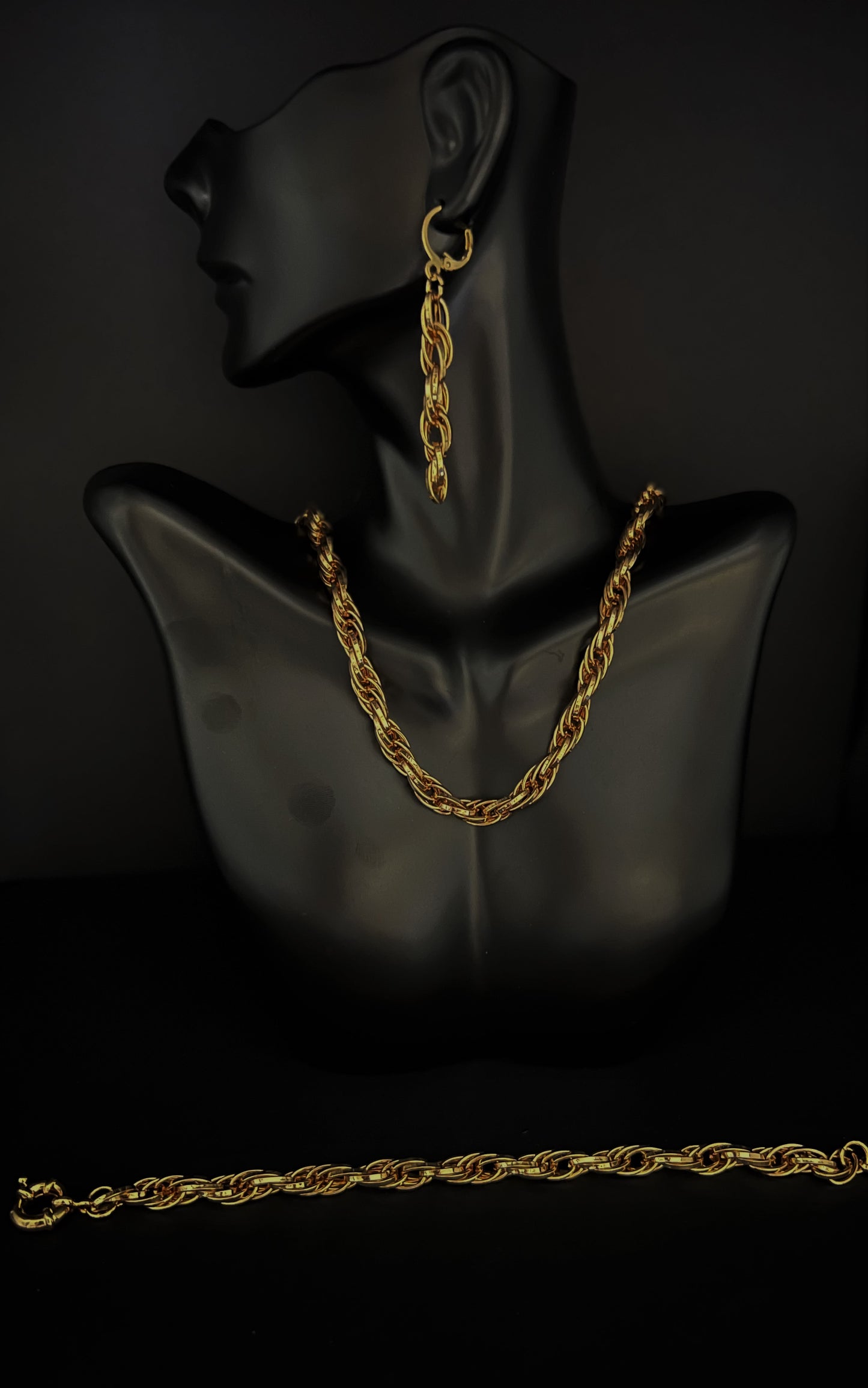 21K Plated Twisted Necklace Set