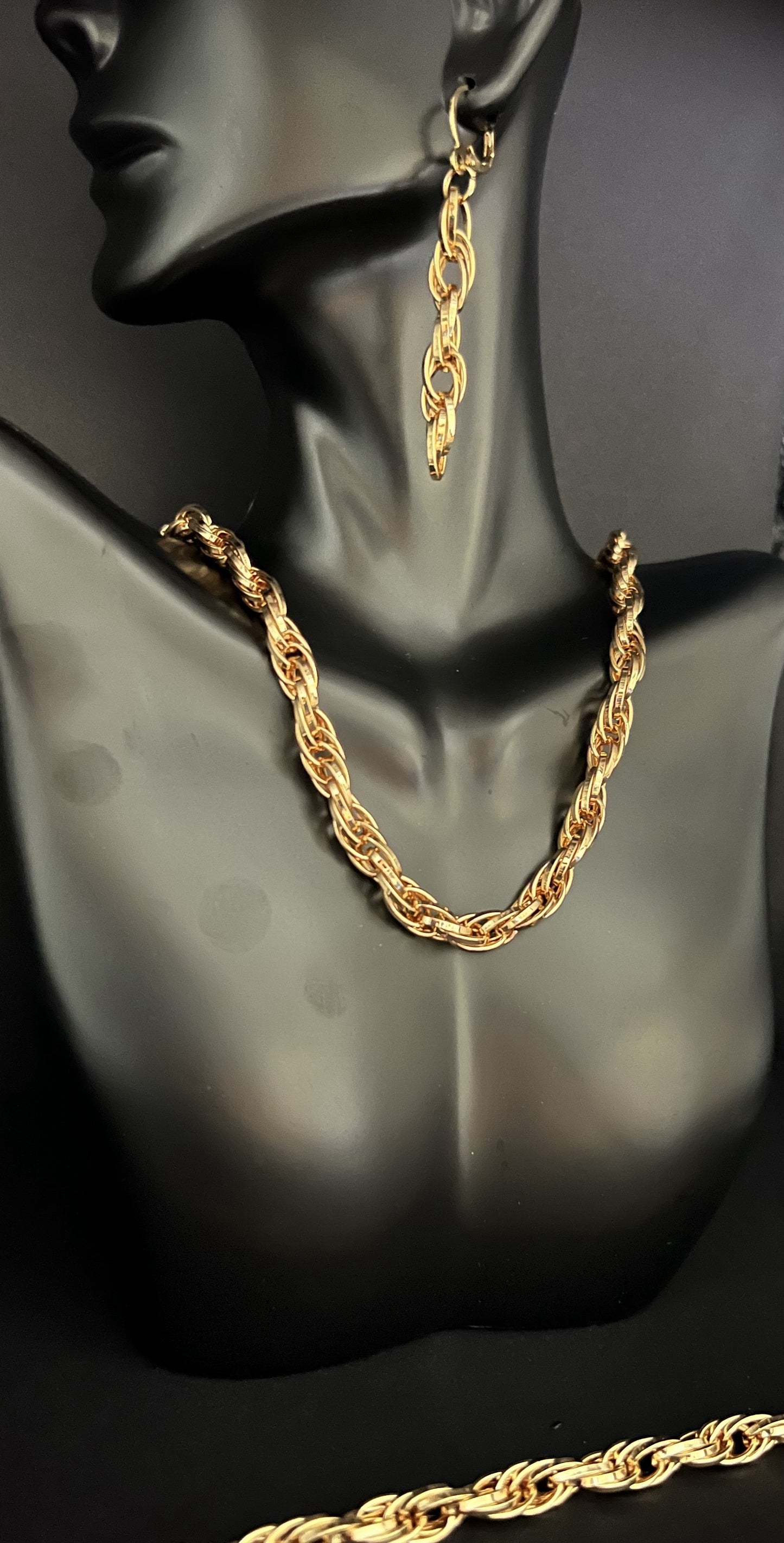 21K Plated Twisted Necklace Set